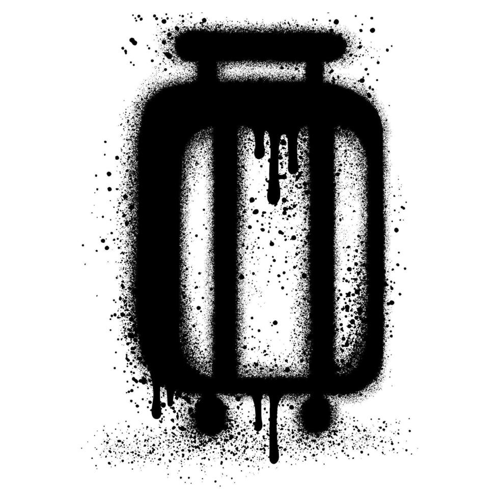 Suitcase graffiti with black spray paint. vector