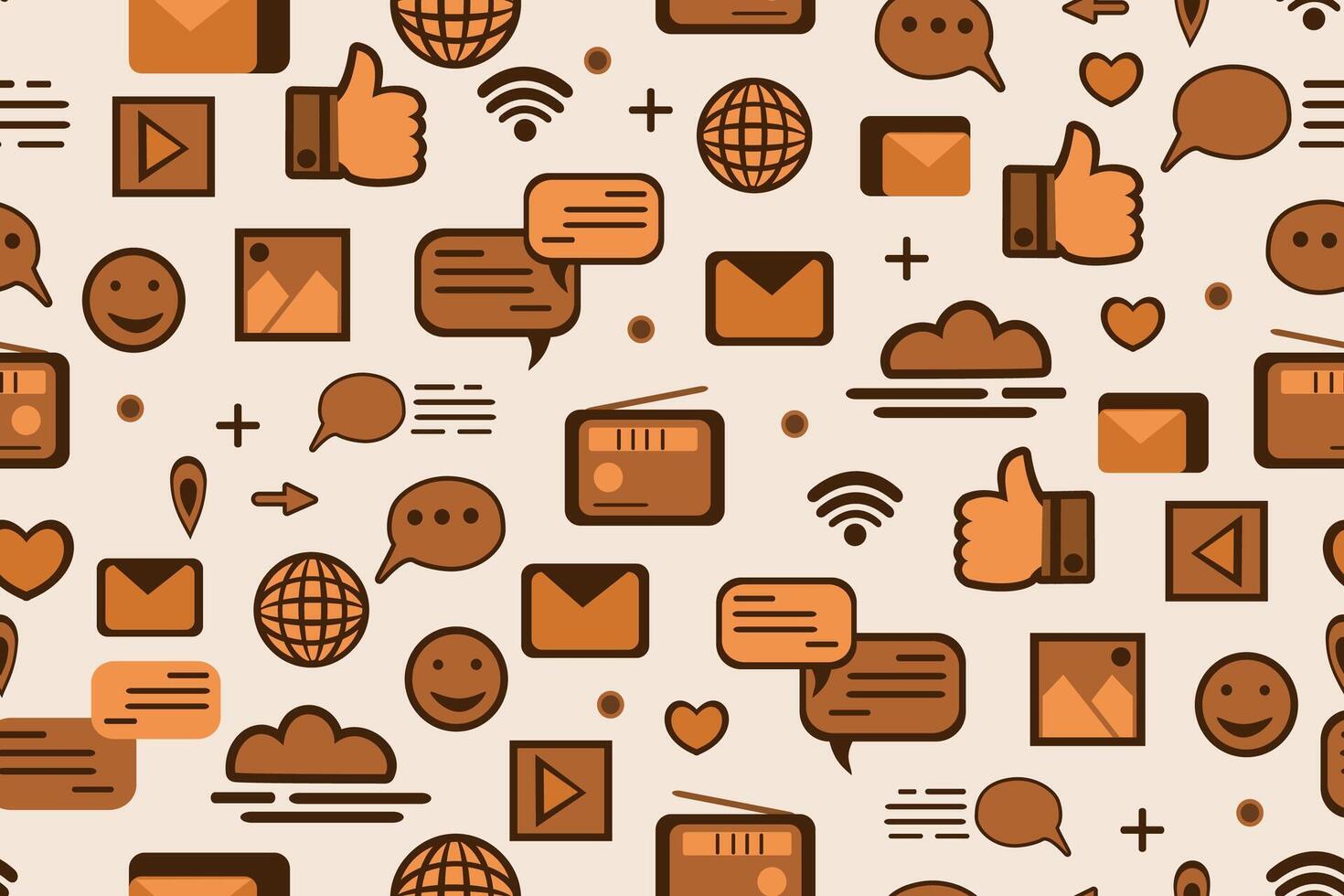 Seamless pattern with social media and networking for wallpaper and background. vector