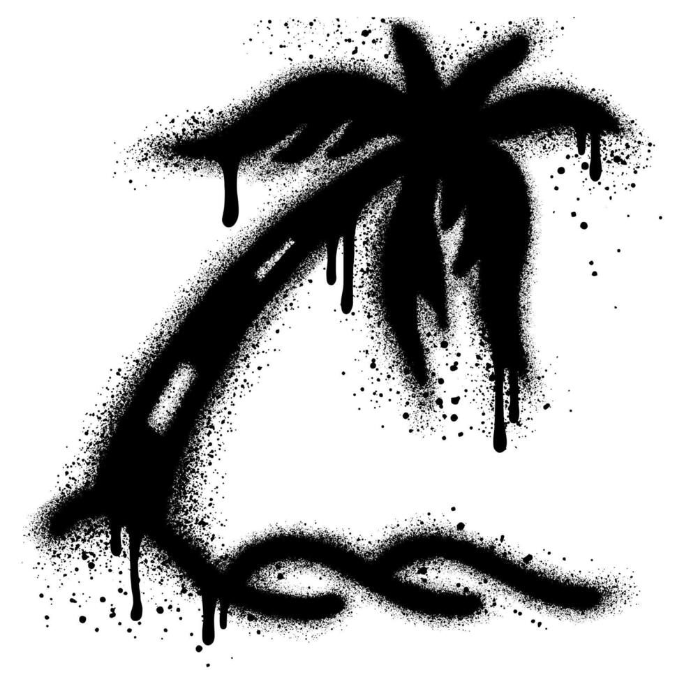 palm tree graffiti with black spray paint. vector