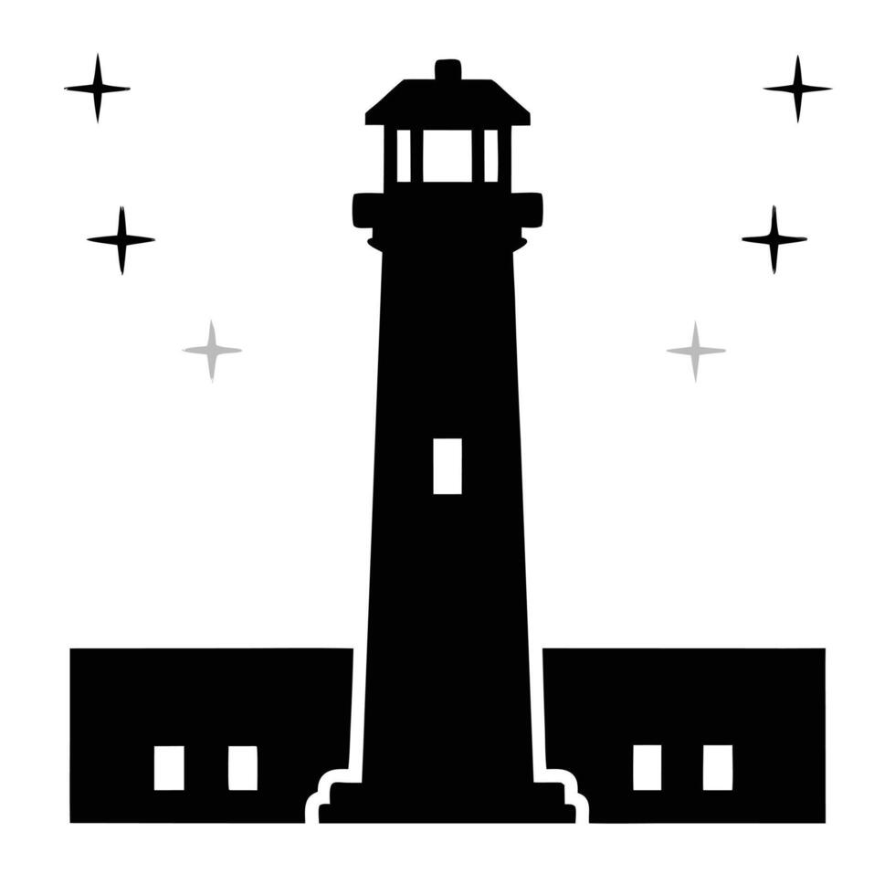 Coastal Lighthouse Silhouette Set vector