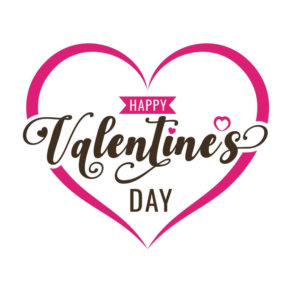 Valentine's Day Typography with Pink Heart Frame vector