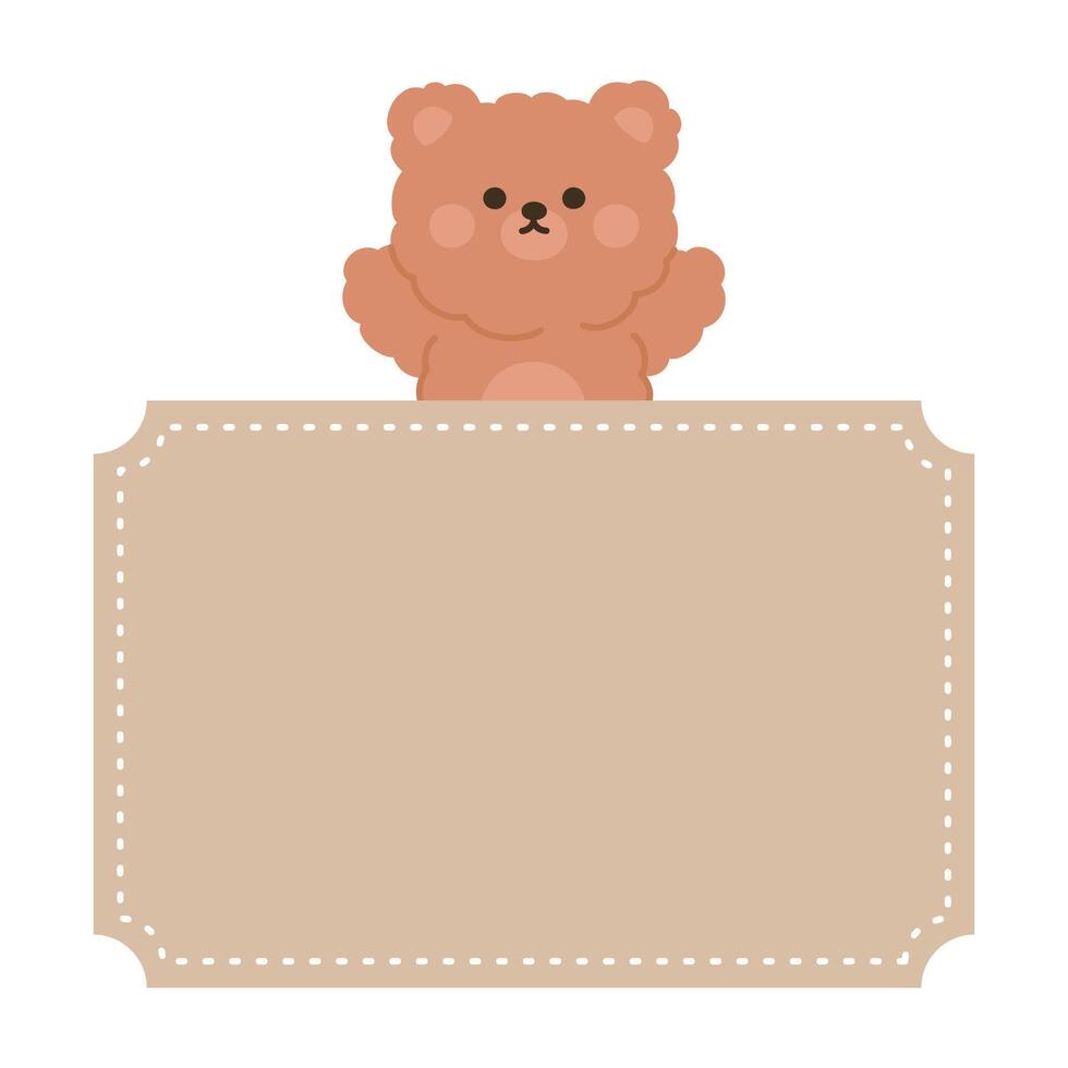 Teddy Bear with Blank Decorative Label for Messages vector