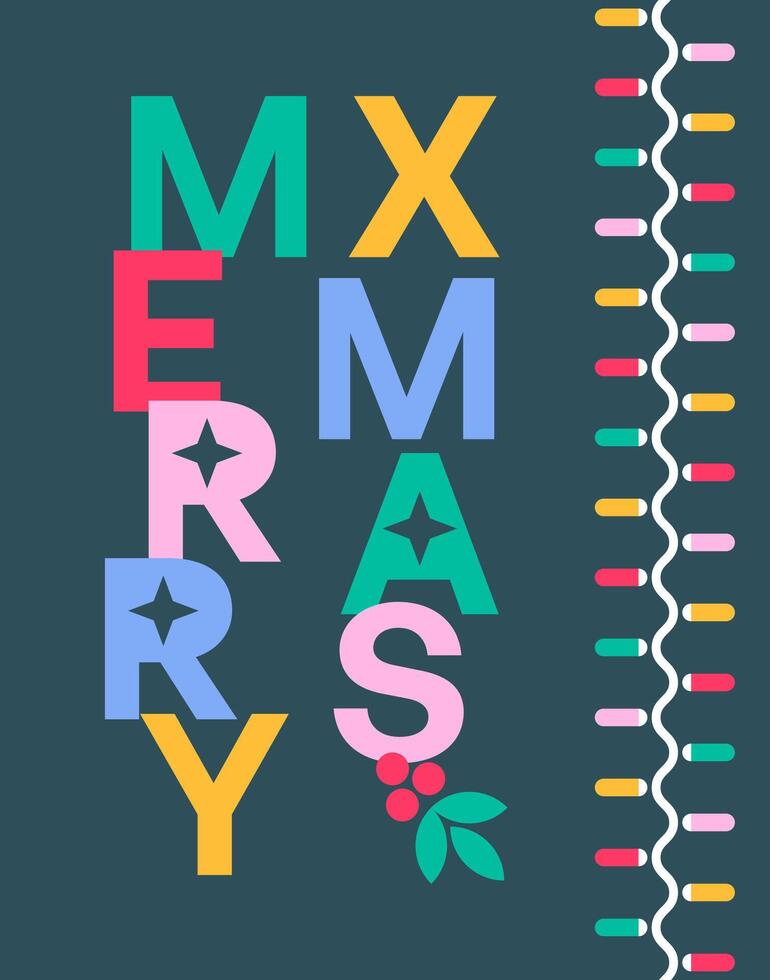 Merry Christmas Celebration Card with Colorful LED Lights vector