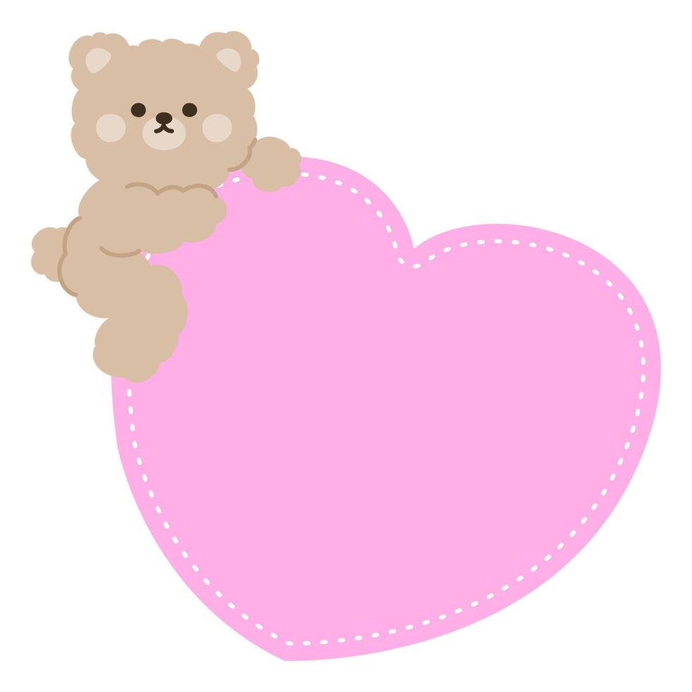 Teddy Bear Holding a Pink Stitched Heart Icon vector