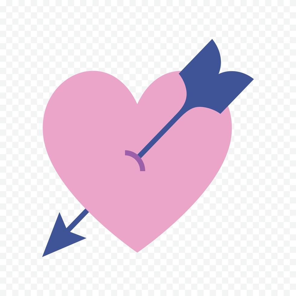 Valentines decor element red heart shape sketch illustration on white background vector