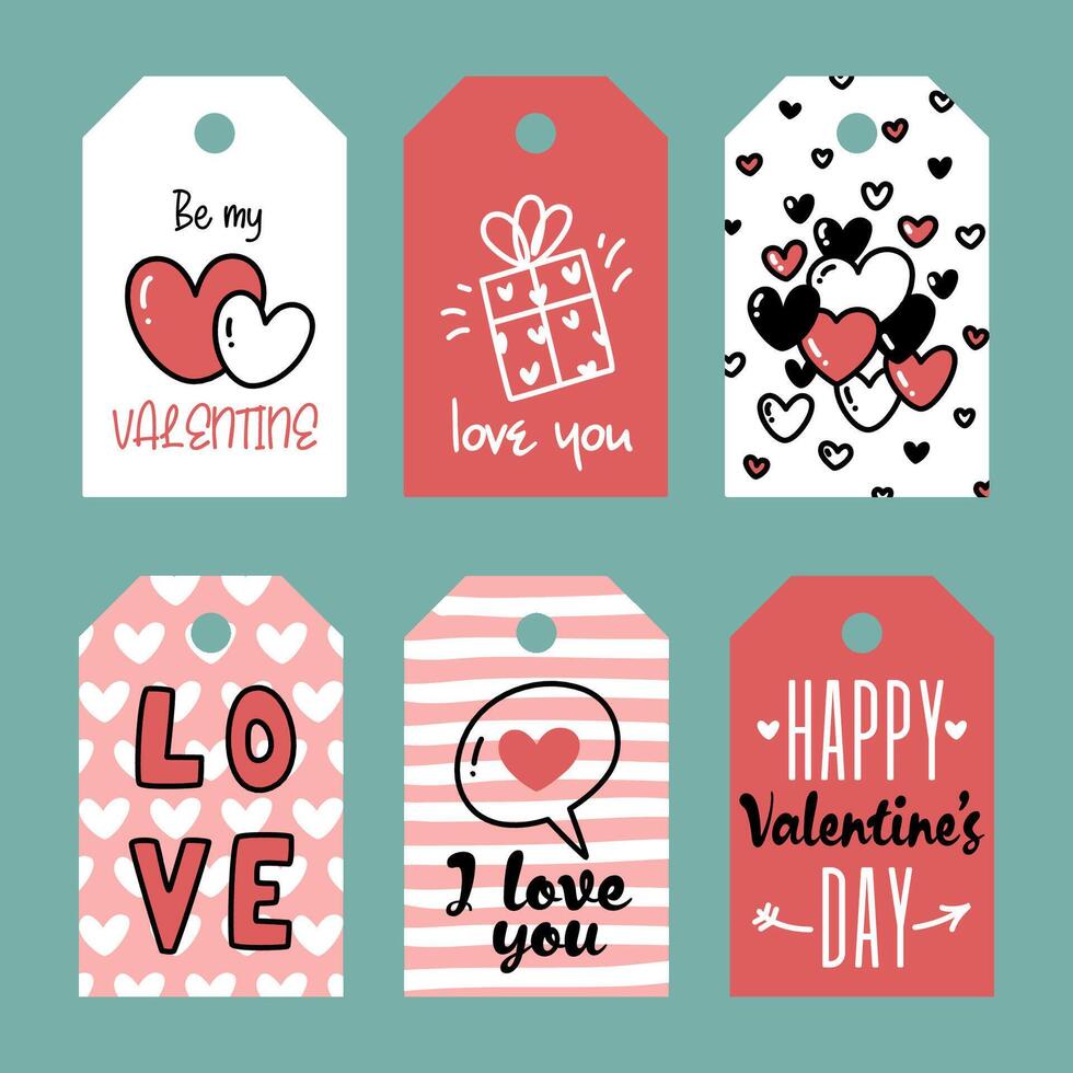 set of greeting labels for Valentine's Day gifts vector