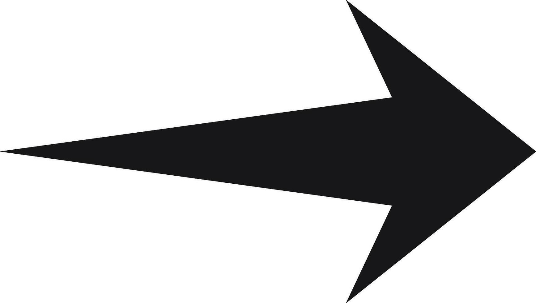Black arrow pointing to the right side of the frame, with sharp edges, isolated on a white background, ideal for indicating direction or highlighting important information vector