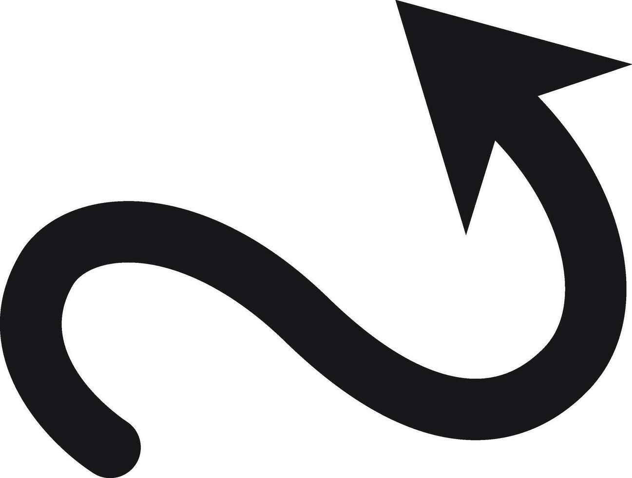 Simple black curved arrow pointing upward, isolated against a white background, effectively symbolizing direction, progress, and movement in various design contexts vector