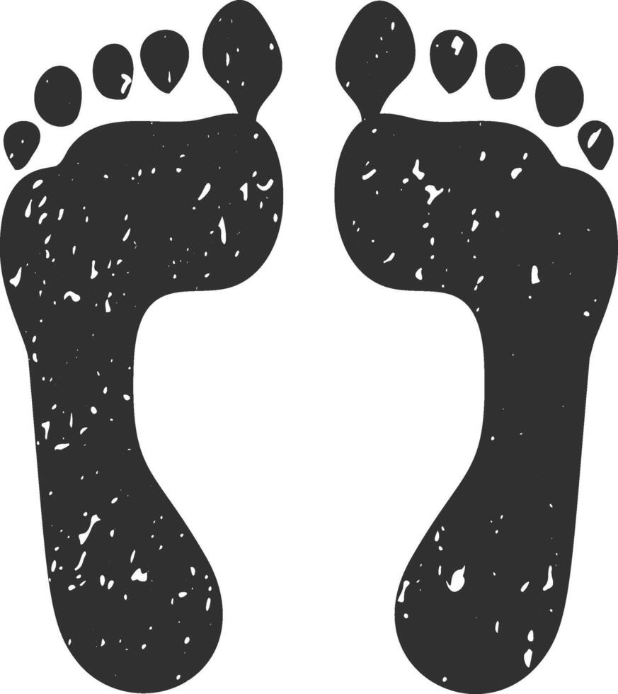 Two black human footprints with toes pointing forward are visible on a white background, creating a simple yet evocative image of human presence vector