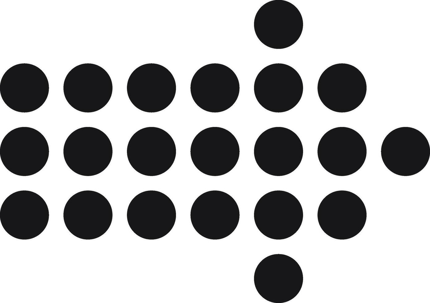 Black dots forming an arrow pointing right on a white background, representing direction, progress, and movement in a simple and minimalist style vector