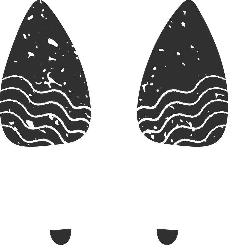 Two dark gray footprints featuring wavy lines and a grunge texture rest on a white background, forming a simple yet striking visual representation of a journey or adventure vector
