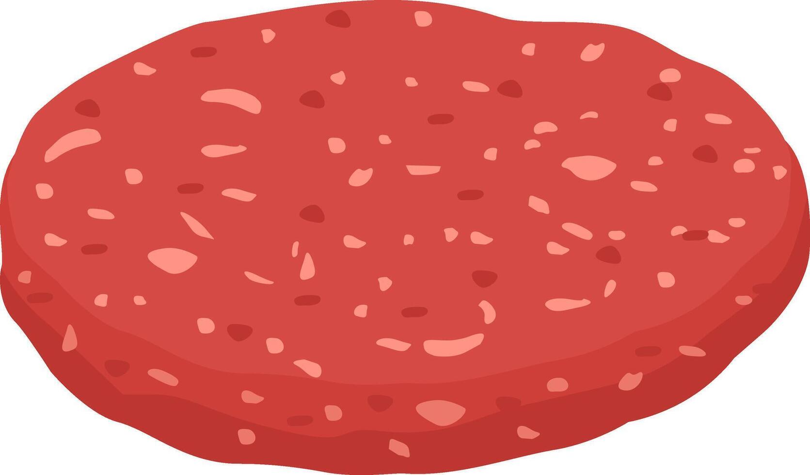 Red meat patty for hamburger showcasing visible spices and fat, resting on a clean white background, ready for cooking and transforming into a delicious meal vector