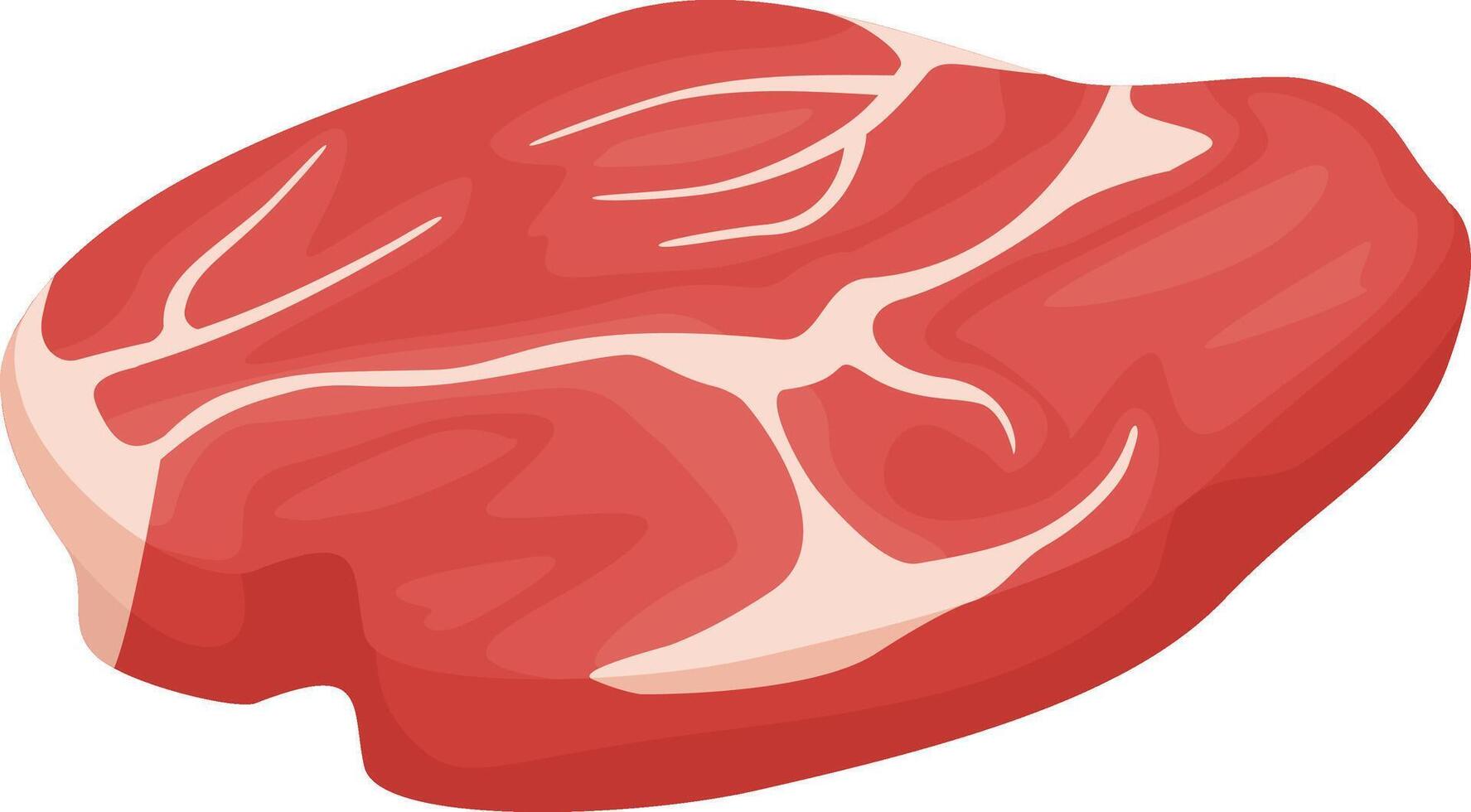 Raw beef steak isolated against a white background, showcasing a protein rich ingredient ideal for nutritious meals and diverse culinary creations. Perfect for grilling or gourmet dishes vector