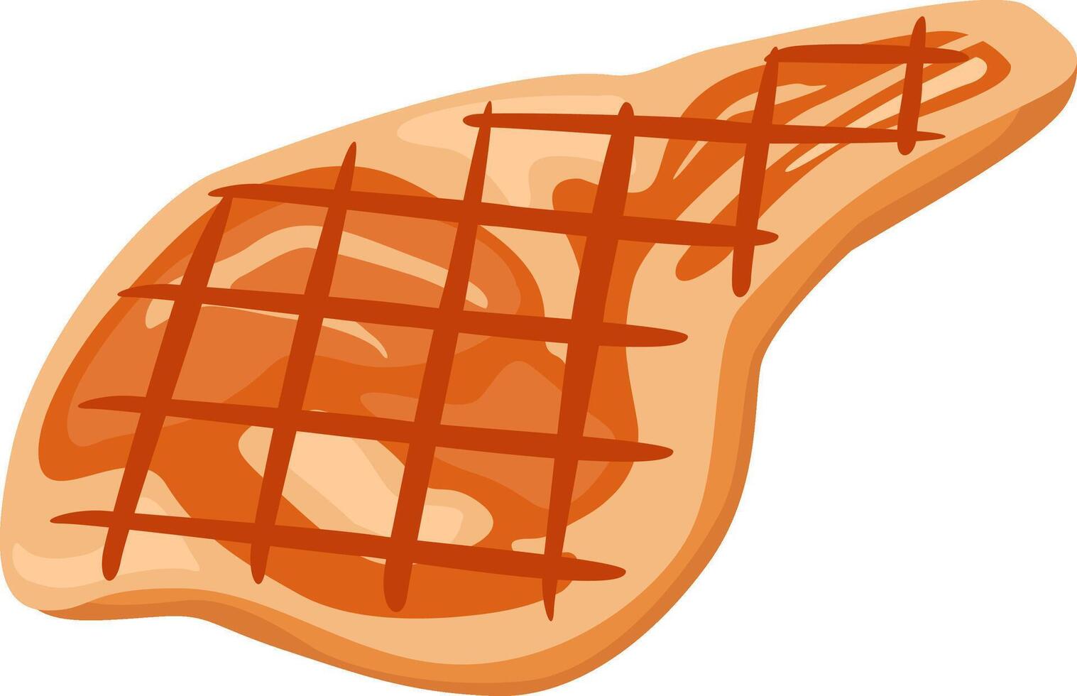 Grilled meat showing diamond shaped cooking grid marks on a white background, depicting a delicious and freshly cooked piece of meat ready to be served vector