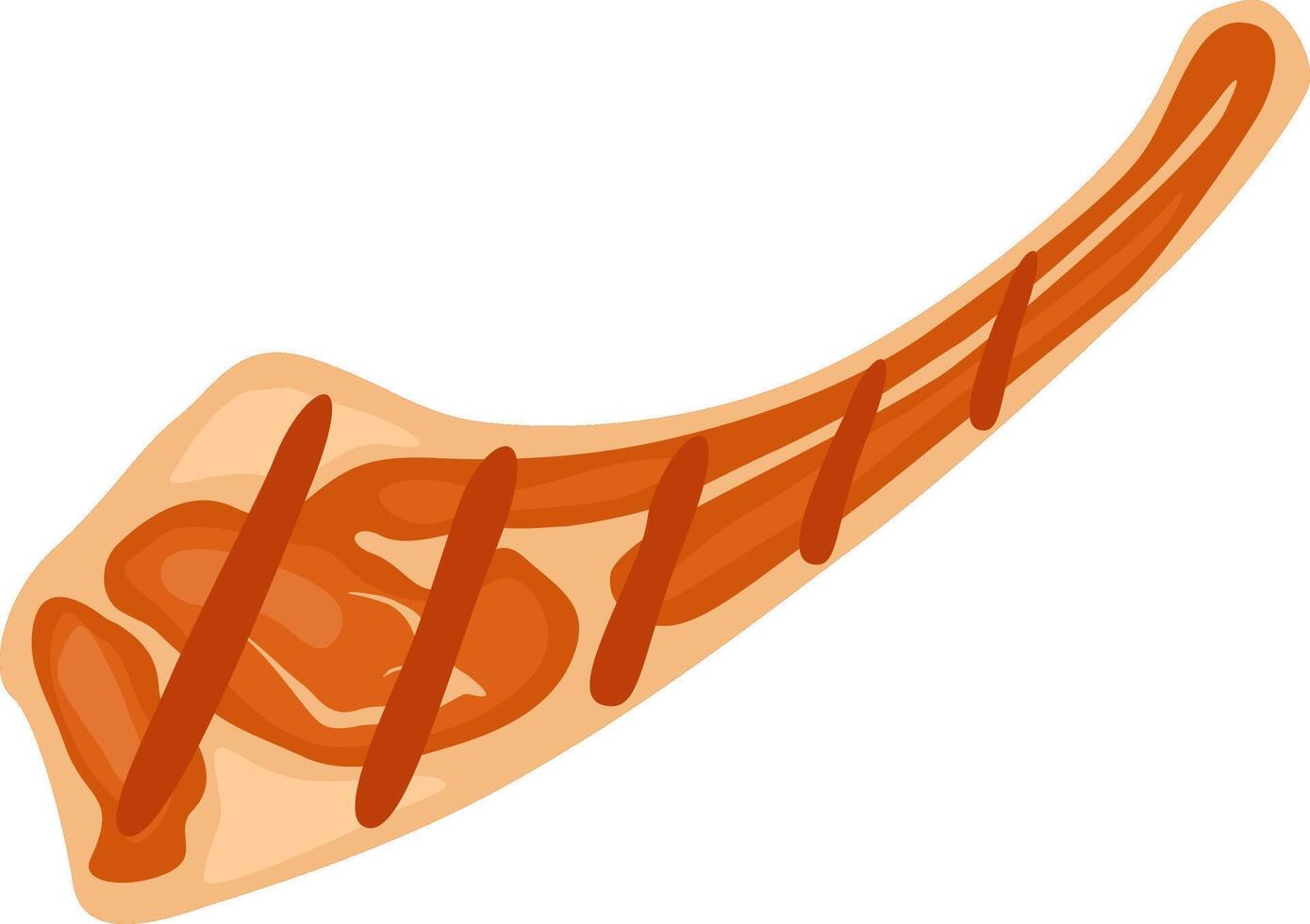 Grilled lamb chop with bone presenting grill marks on white background, simple flat design illustration, suitable for food and restaurant concepts vector