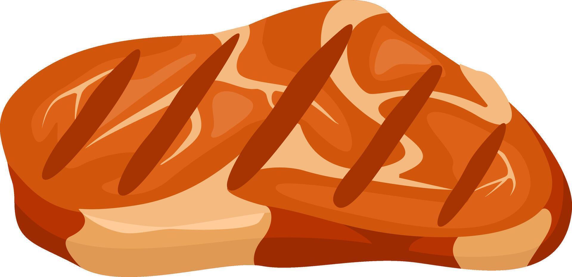 Juicy grilled pork chop featuring perfect grill marks, exuding mouthwatering deliciousness and inviting diners to indulge in a satisfying meal, ideal for lunch or dinner vector