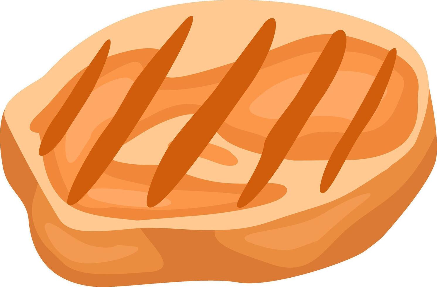 Grilled salmon fillet featuring distinct grill marks, cooked to perfection and ready for serving, making it an ideal choice for a healthy meal or summer barbecue gathering vector