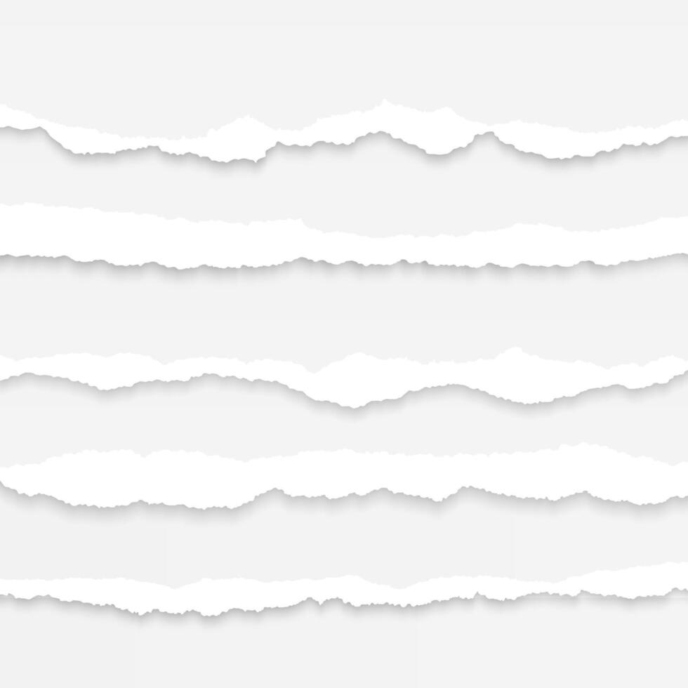 Torn paper. Realistic torn paper banners with ripped edges and shadow. Horizontal notebook strips, blank gray sheets with text space. infographic template vector