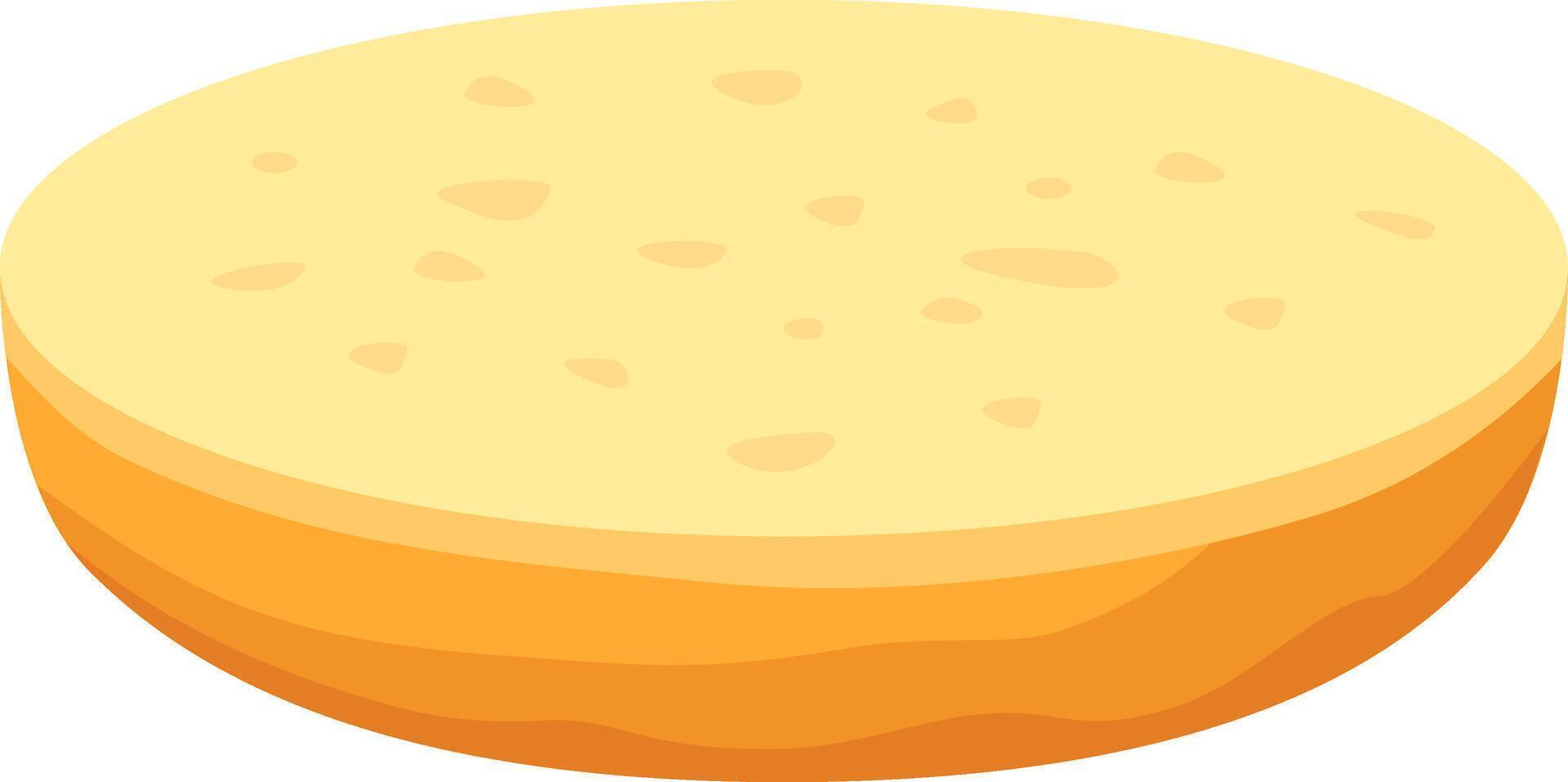 Round burger bun featuring a golden color and inviting texture, displayed from a top view against a white background. Perfectly suited for creating a delicious hamburger vector