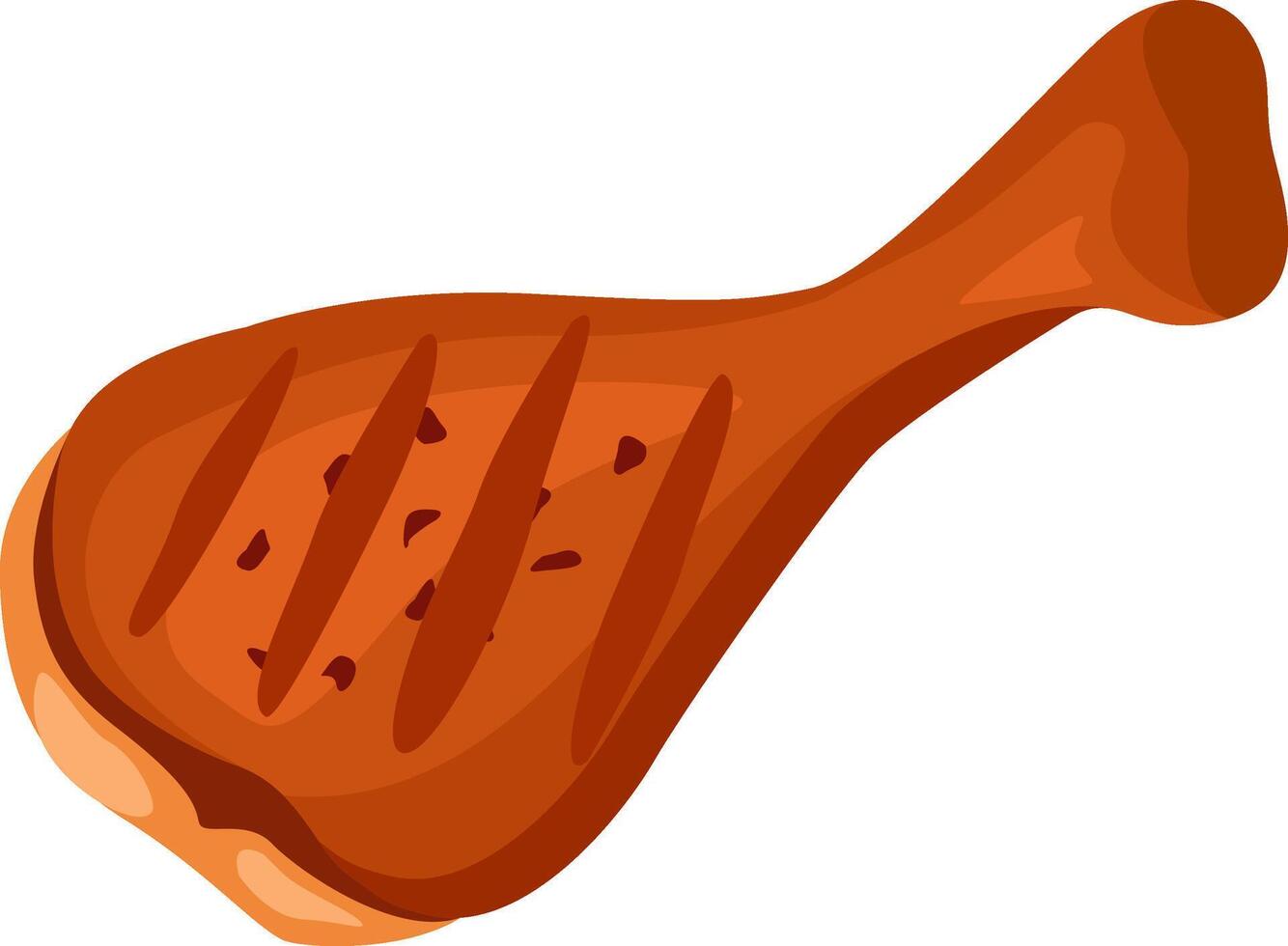 Deliciously grilled chicken leg, perfectly cooked and featuring enticing grill marks, waiting to be savored. Ideal for any meal, from casual lunches to festive celebrations vector