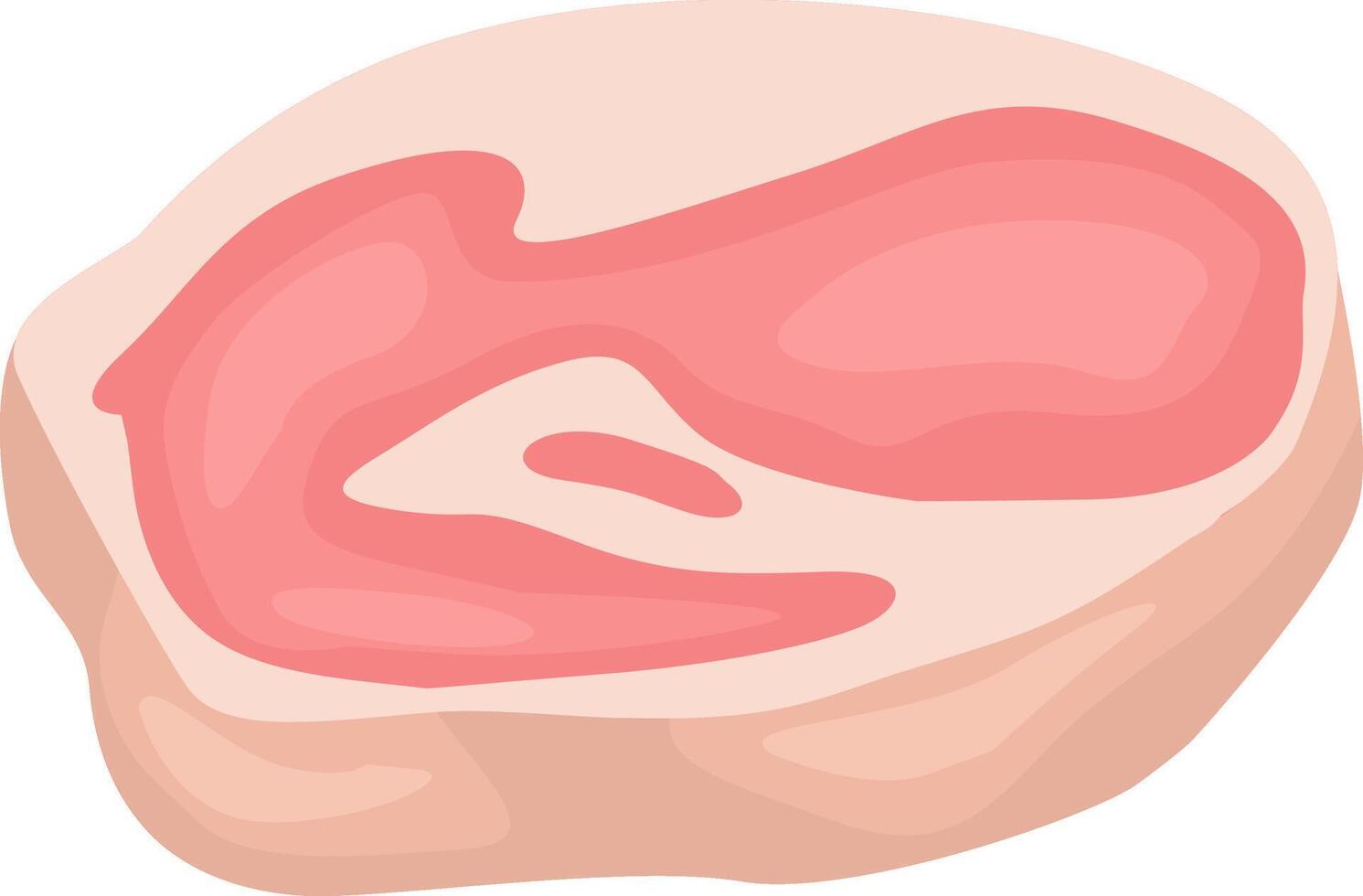 Cartoon depiction of a vibrant piece of fresh red meat, showcasing marbled fat, ideal for projects focused on butchery, nutritious food, and healthy eating practices vector