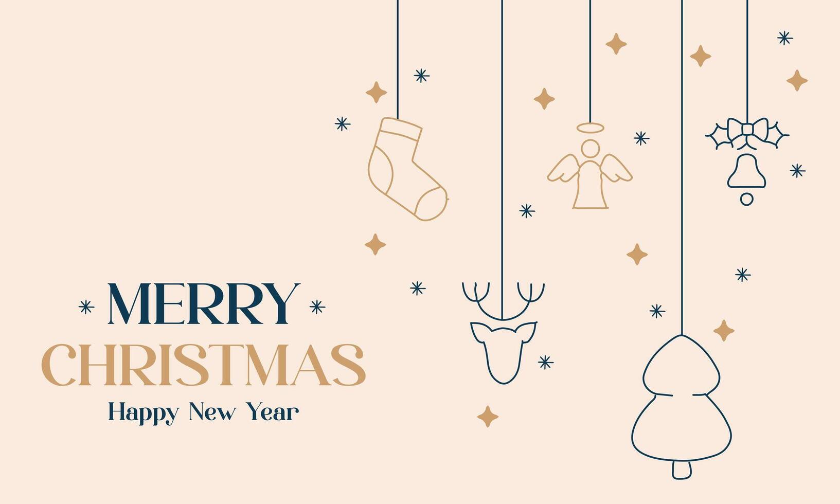 Merry Christmas and Happy New Year text, lettering for greeting cards, banners, posters vector