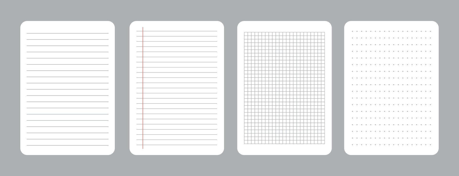 Set of realistic of blank sheets of square and lined paper from a block isolated on a gray background vector