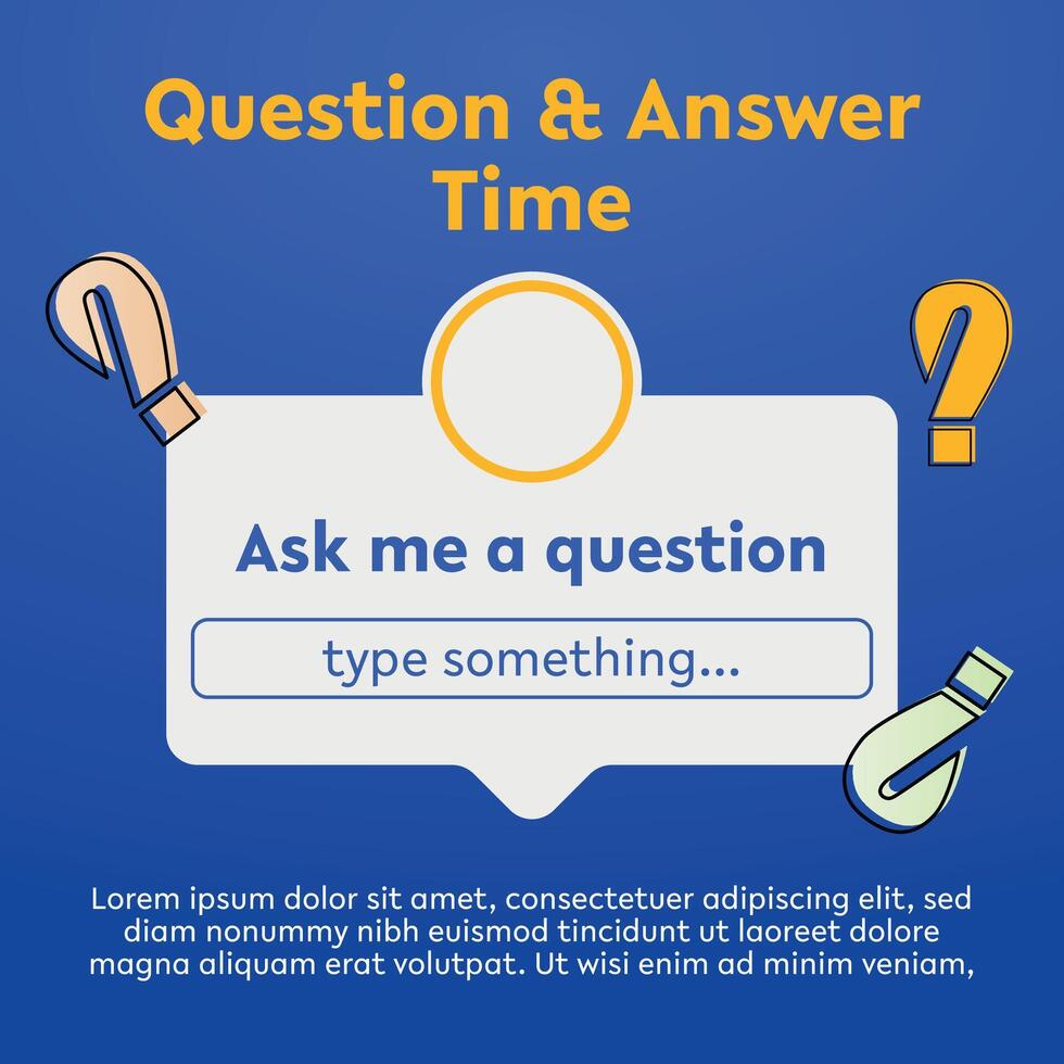 question and answer time for social media post template vector