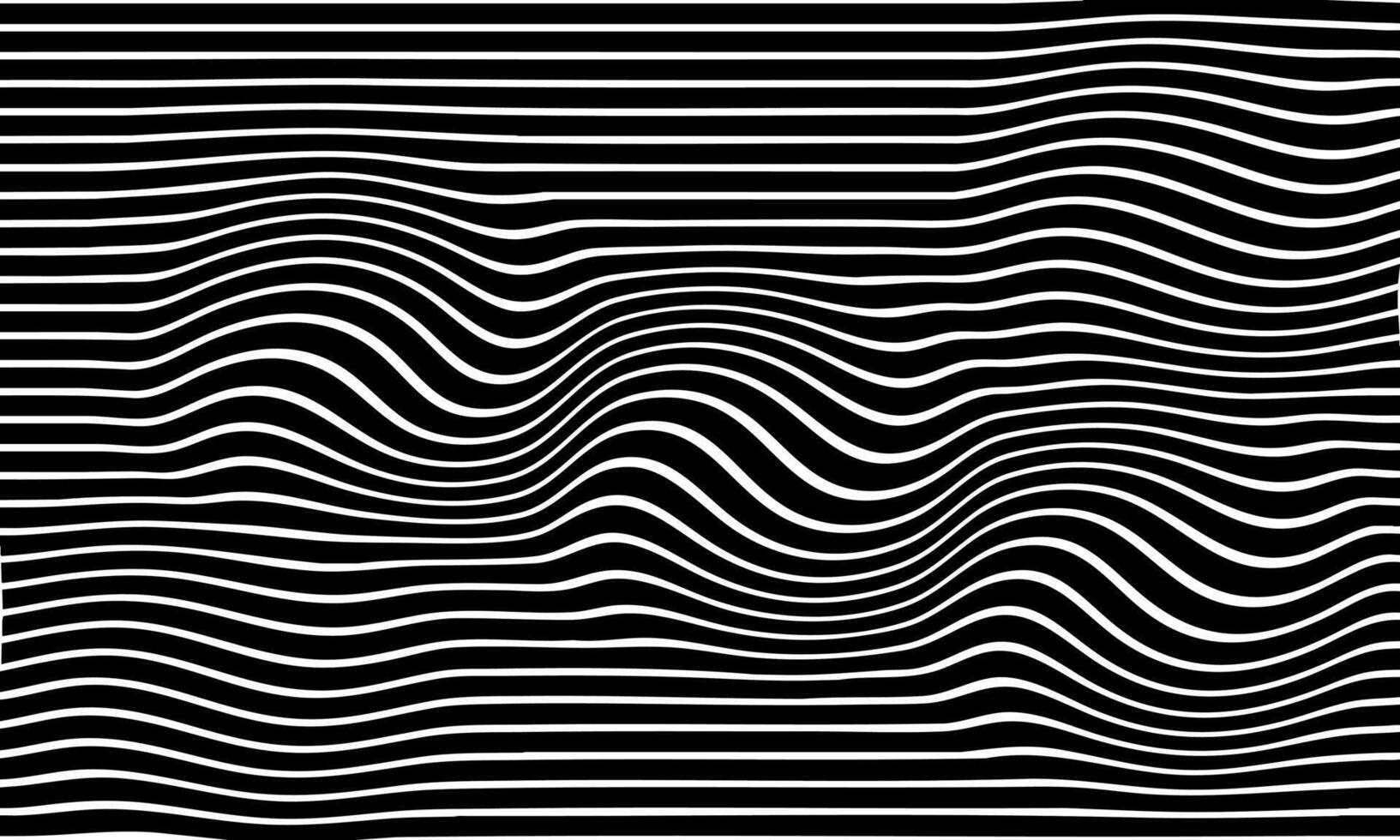 Abstract wavy, waving, billowy and squiggly lines. Curvy, squiggle lines with twist effect. Black and white stripes vector
