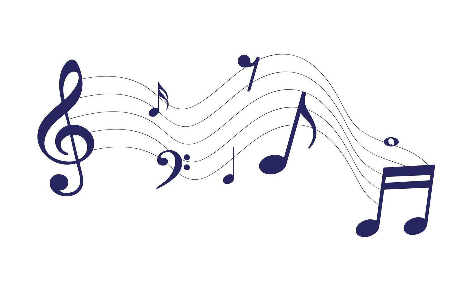 Isolated music note icons on white background. Music note symbols with treble clef. vector