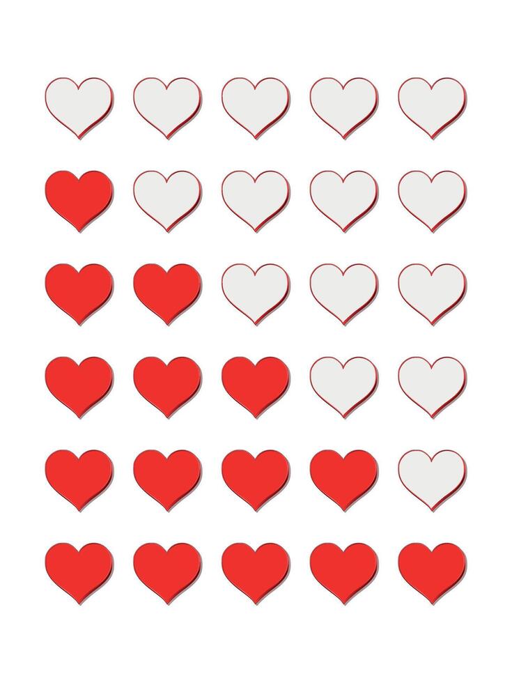 Quality rating signs. Heart icons concept. Drawn icons of hearts. vector