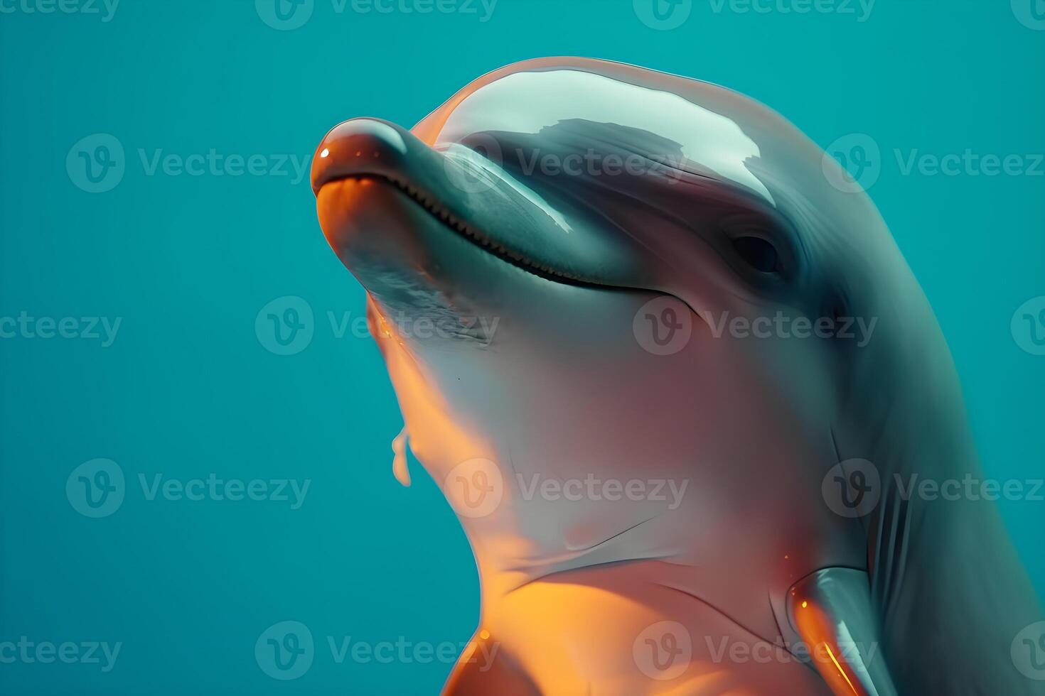 Funny dolphin in studio, colorful background. photo