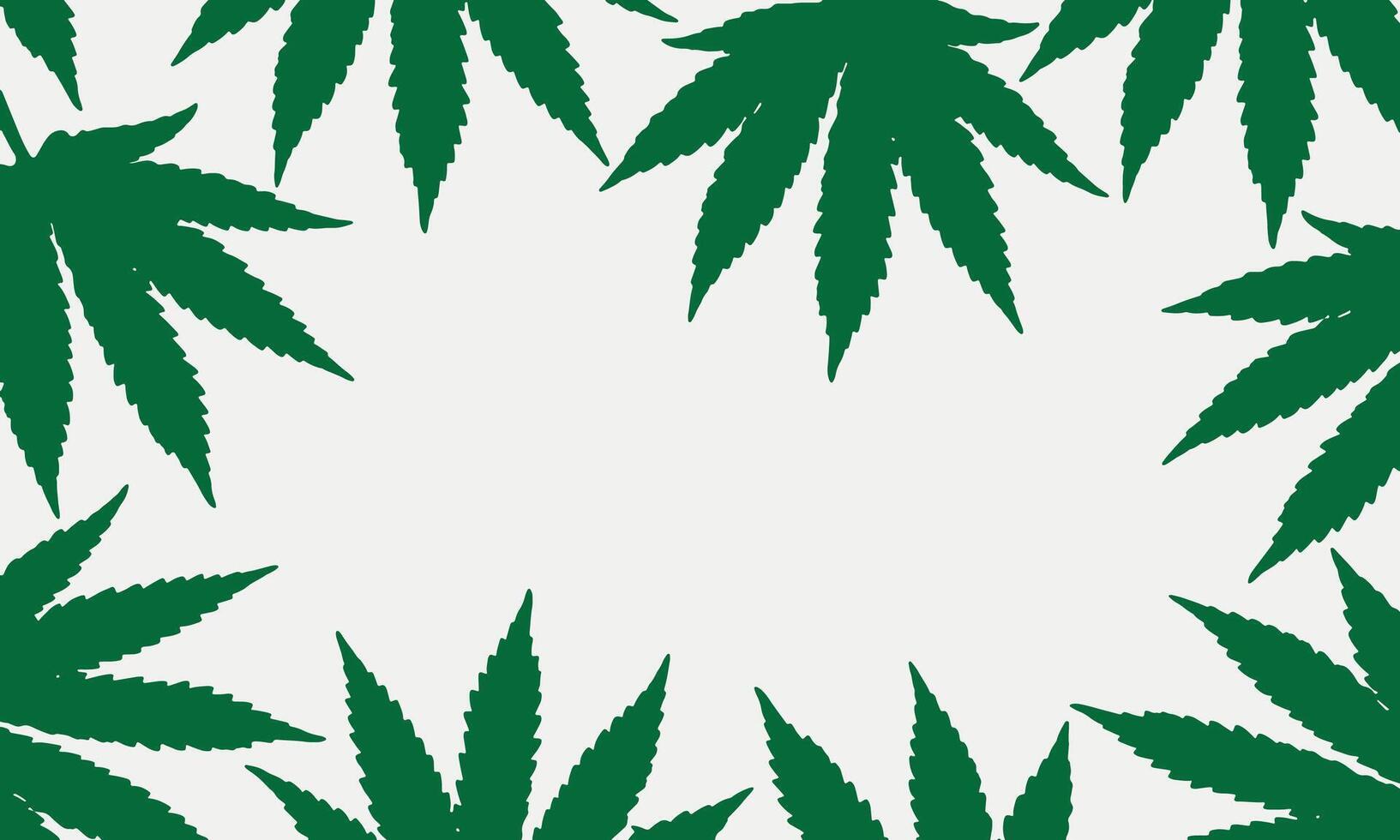 Green cannabis leaves on white background. Frame with Cannabis leaves. vector