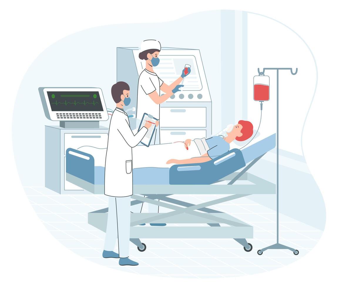 Cartoon Color Characters People Medical Workers and Patients Clinic Concept. vector
