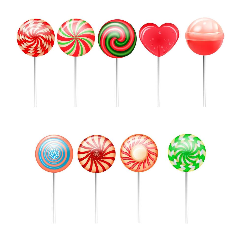 Realistic Detailed 3d Different Lollipops Set vector