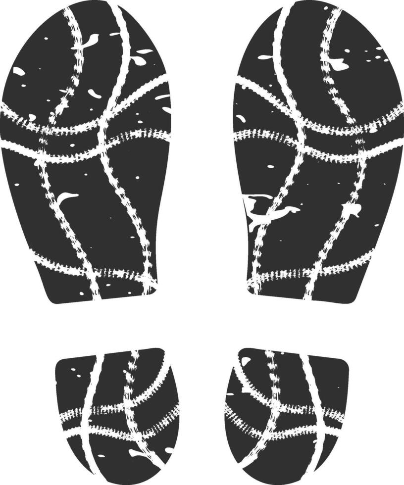 Shoe prints leaving distinct traces on a white background, creating an ideal visual for crime scenes or investigative contexts, highlighting evidence and mystery vector