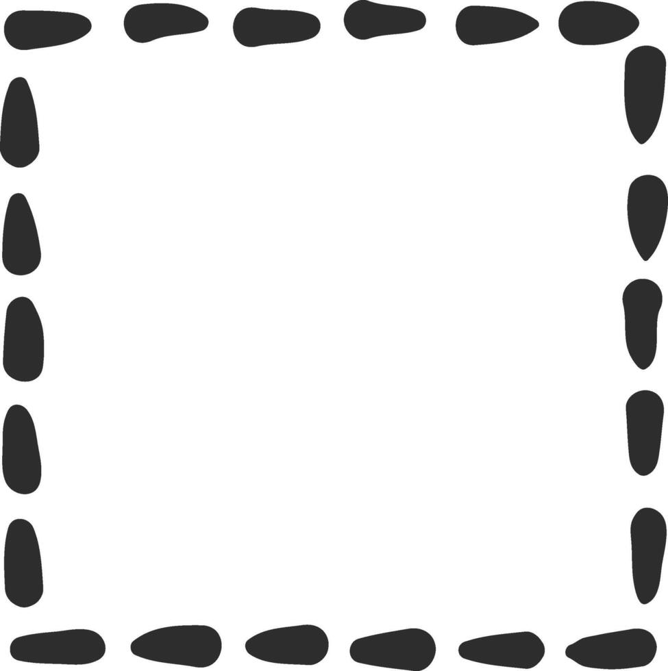 Simple square frame made of small black irregular shapes forming a dotted line, isolated on a white background, ideal for adding a touch of simplicity to projects vector