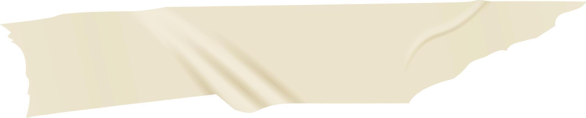 Beige adhesive tape creating a ripped effect with torn and curled edges, isolated on white background, ideal for graphic design and creative projects vector