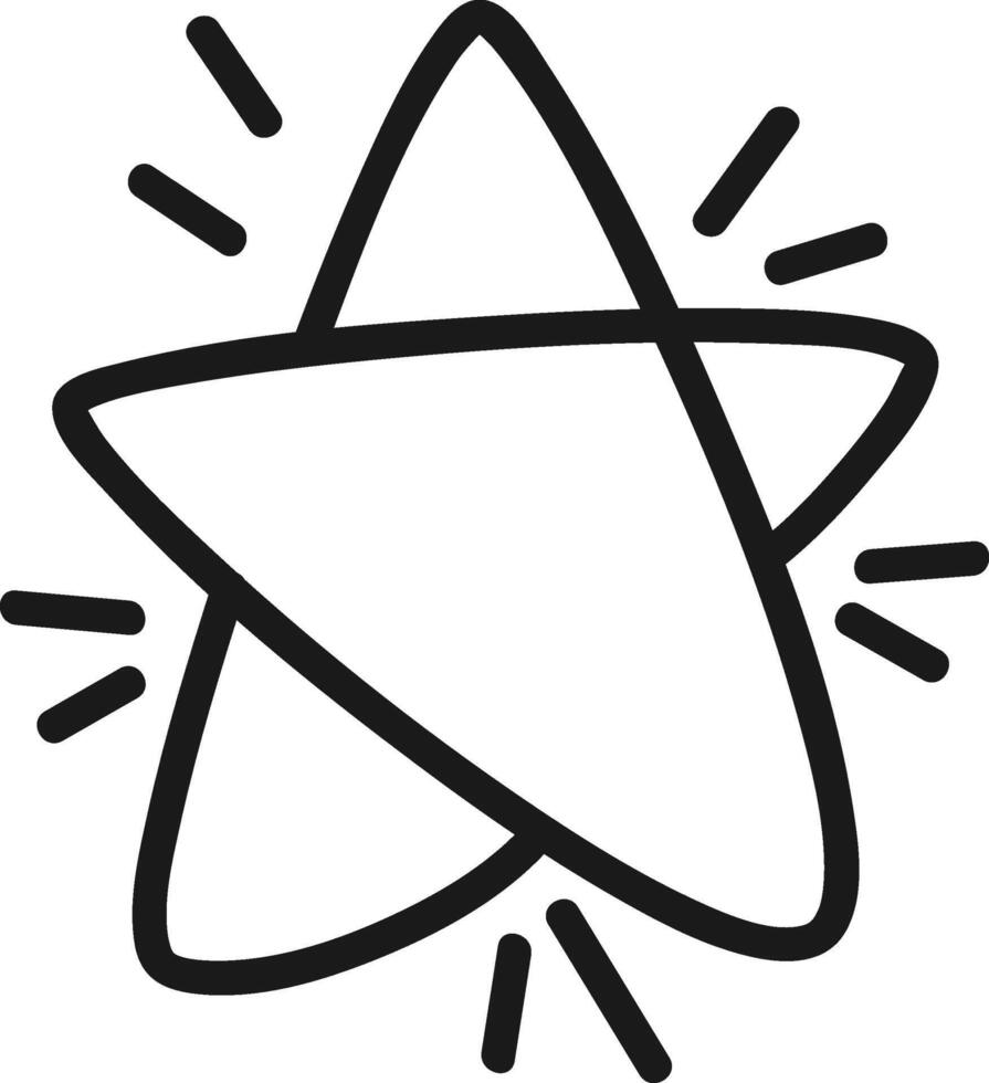 Simple, hand drawn star radiating light beams, symbolizing success, achievement, and positive feedback, perfect for various design projects vector