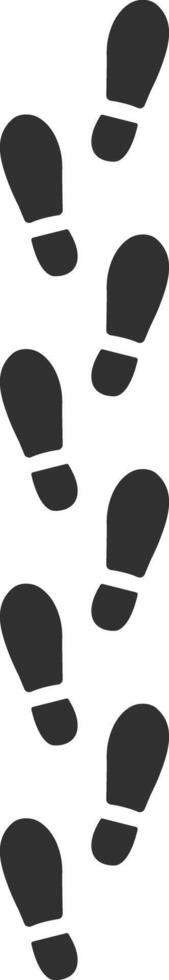 Dark gray footprints creating a vertical trail on a clean white background symbolize a journey, progress, and the act of leaving a mark along a chosen path vector