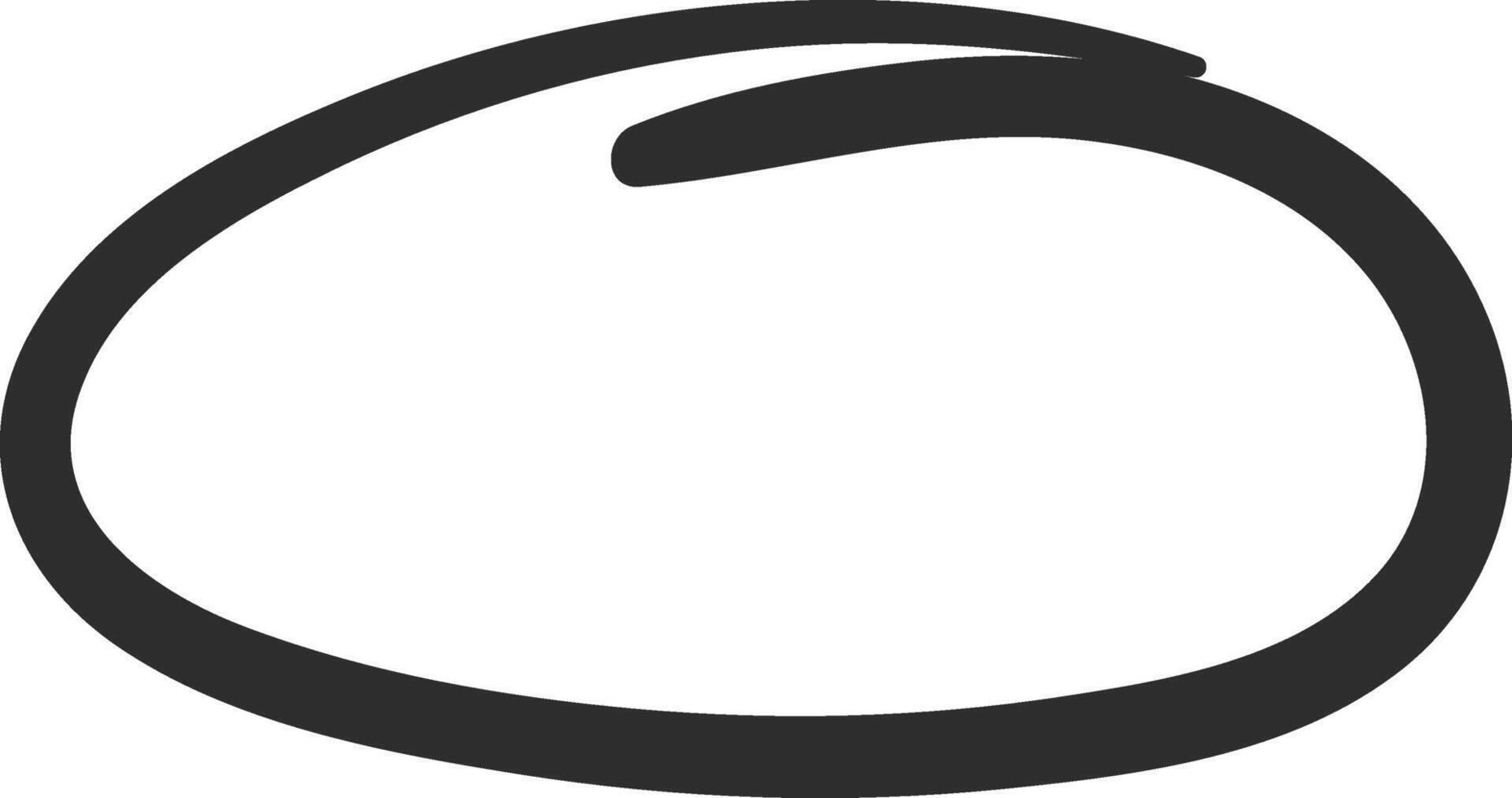 Irregular black oval shape is drawn with a thick marker, creating a frame for text or emphasizing a specific area on a clean white background, perfect for educational or business presentations vector