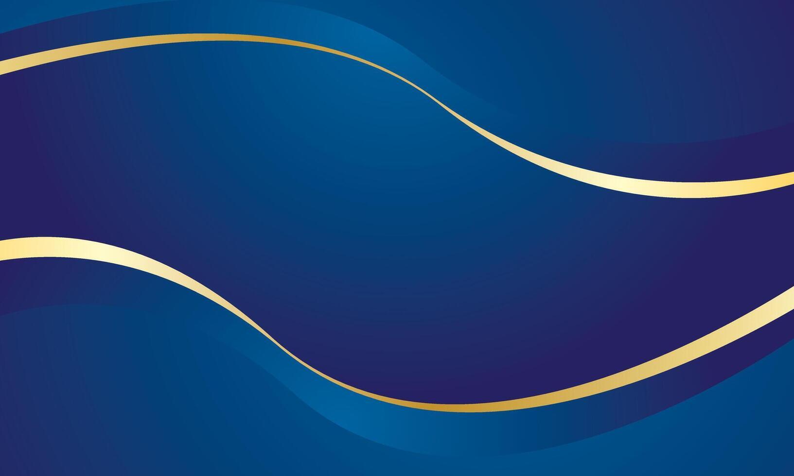 Blue gold wave abstract background vector
