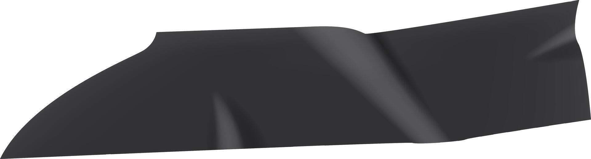 Black adhesive tape creating an abstract shape with curves and folds, providing a textured and minimalist visual on a clean white background vector