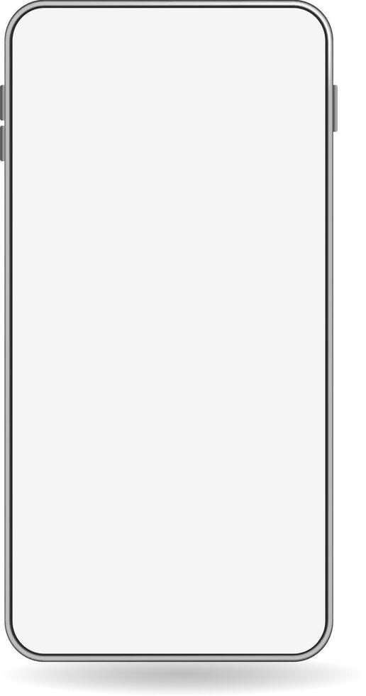 Realistic smartphone mockup featuring a blank white screen and a sleek metallic frame, ideal for presenting mobile apps and user interfaces in a modern and clean format vector
