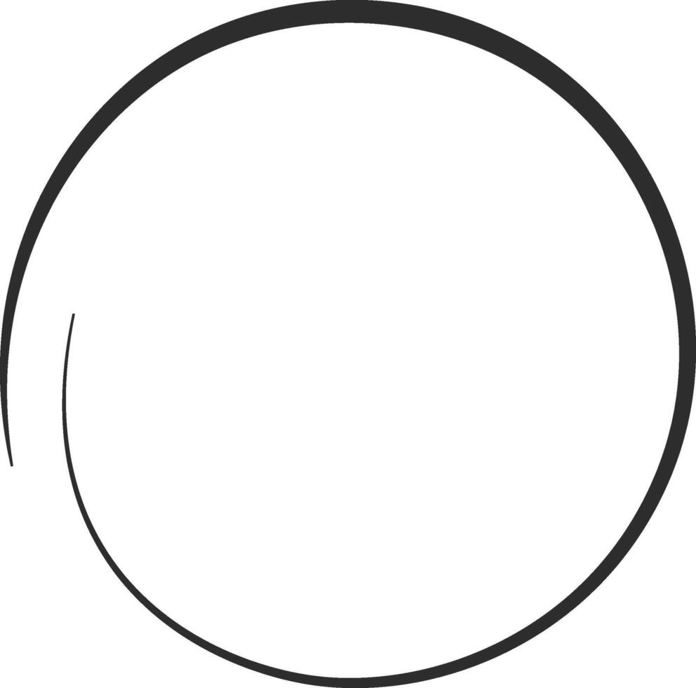 Simple graphic featuring an incomplete circle with two curved lines extending from its edge, representing loading or a cyclical process in a modern, minimal design vector