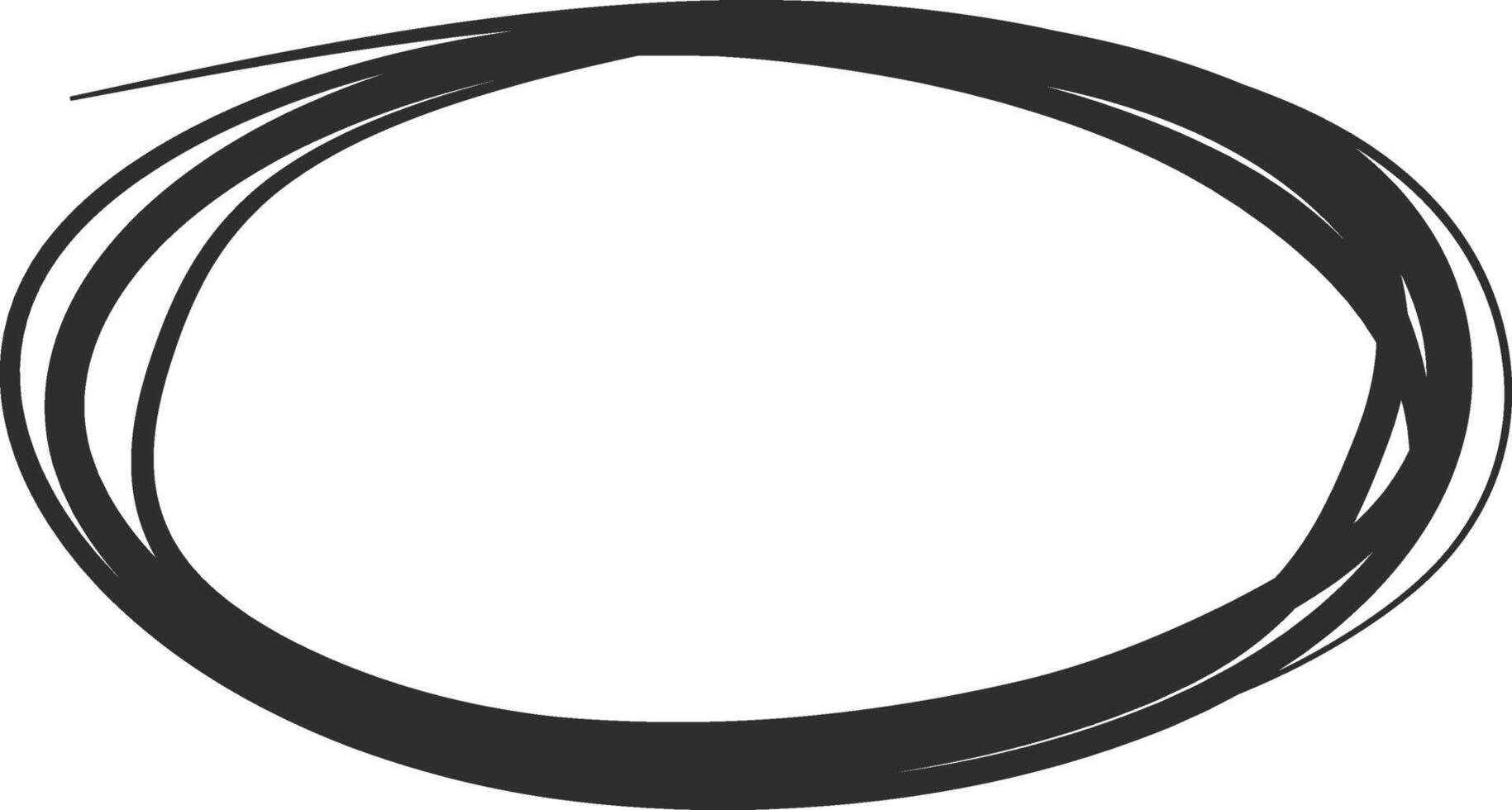 Black oval shape created with multiple overlapping strokes of a marker, forming a frame for text or images, conveying emphasis and visual interest vector