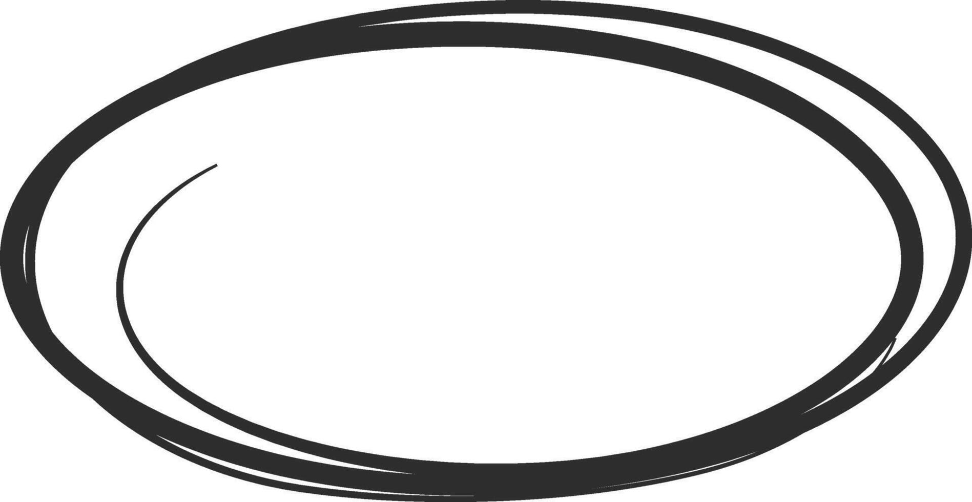 Double oval shape is drawn with black lines, creating a frame for text or emphasis, often used for highlighting important information or adding a visual element vector
