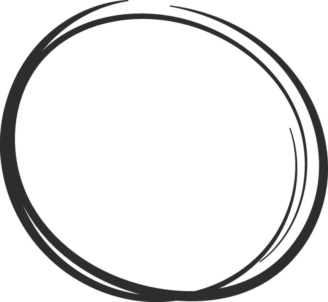 Double circular lines forming an imperfect circle create a unique frame for text or design elements, infusing handcrafted authenticity into visual compositions vector