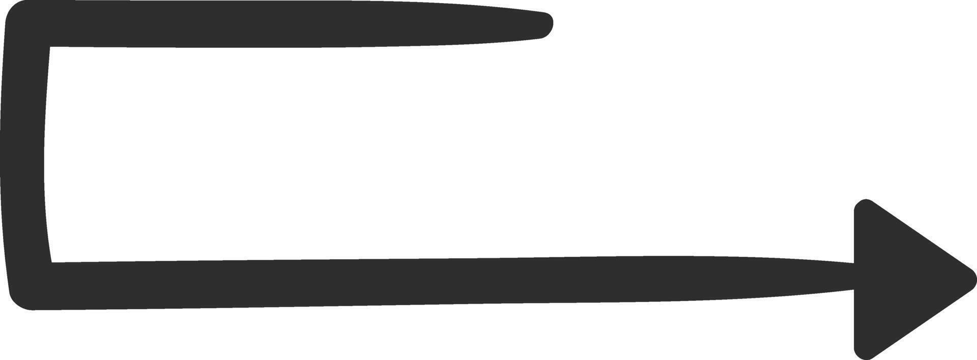 Rectangular arrow pointing right features thick black lines, serving as a clear symbol for direction, movement, and progress in various design contexts vector