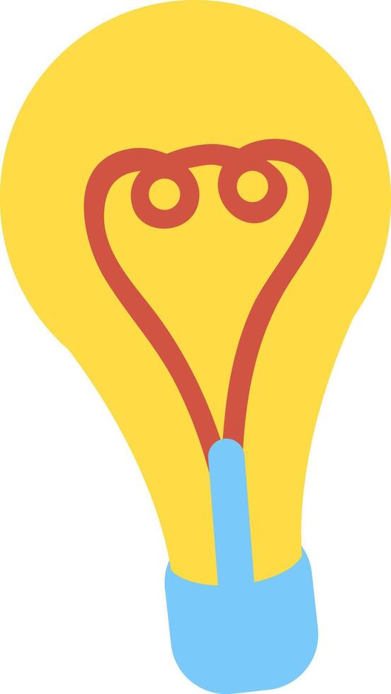 Light bulb with heart shaped filament glowing with a warm yellow light, representing the connection between love and bright ideas, innovation, and passion in creative projects vector